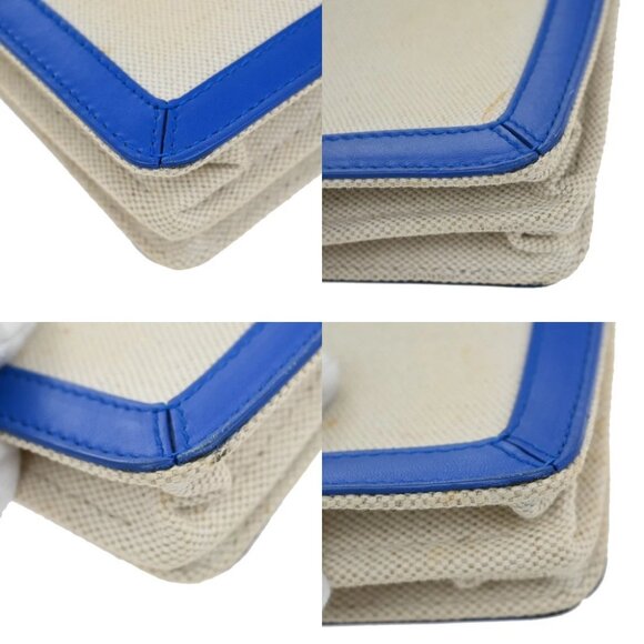 BALENCIAGA Logo 2Way Shoulder Clutch Bag Canvas Leather Beige Blue - Picture 3 of 11